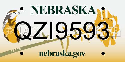 QZI9593 Nebraska License Plate