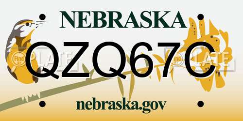 QZQ67C Nebraska License Plate