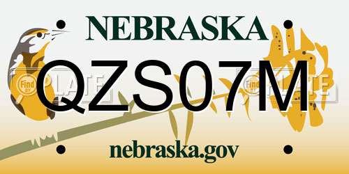 QZS07M Nebraska License Plate