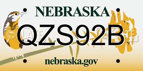QZS92B Nebraska License Plate
