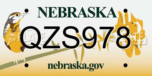 QZS978 Nebraska License Plate