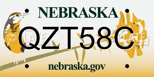 QZT58C Nebraska License Plate