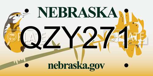 QZY271 Nebraska License Plate