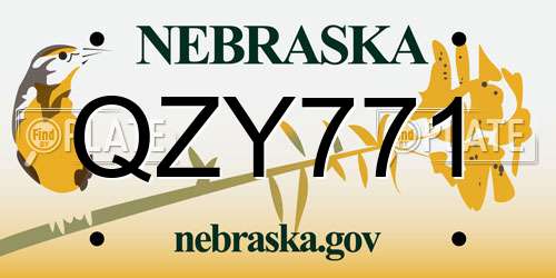 QZY771 Nebraska License Plate