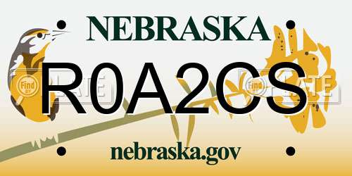 R0A2CS Nebraska License Plate