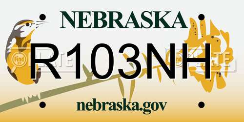 R103NH Nebraska License Plate