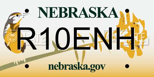R10ENH Nebraska License Plate