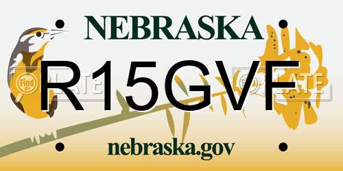 R15GVF Nebraska License Plate