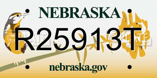 R25913T Nebraska License Plate