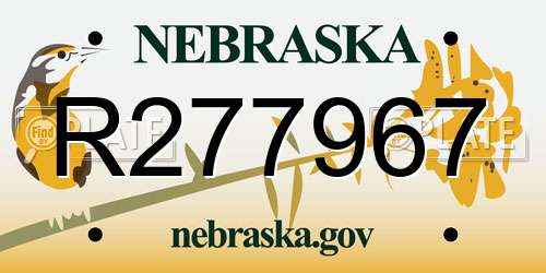 R277967 Nebraska License Plate