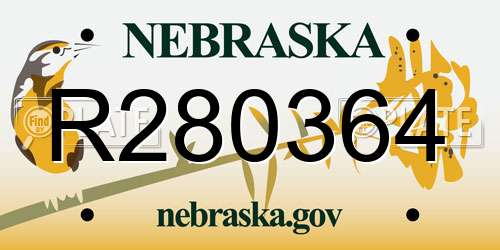 R280364 Nebraska License Plate