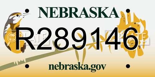 R289146 Nebraska License Plate