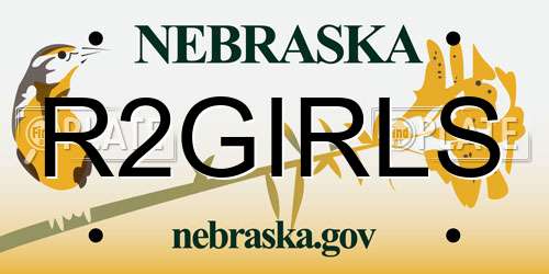 R2GIRLS Nebraska License Plate
