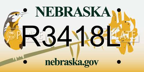R3418L Nebraska License Plate