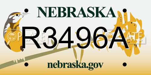 R3496A Nebraska License Plate