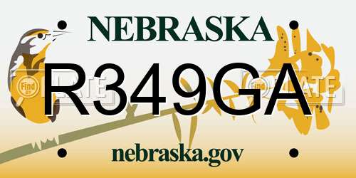 R349GA Nebraska License Plate