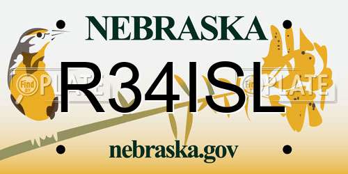R34ISL Nebraska License Plate