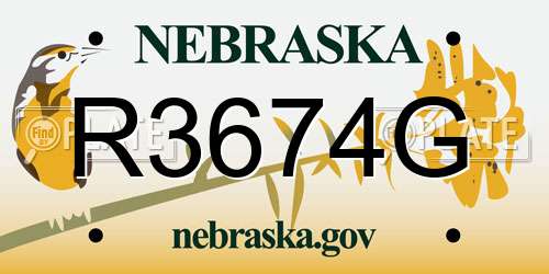 R3674G Nebraska License Plate