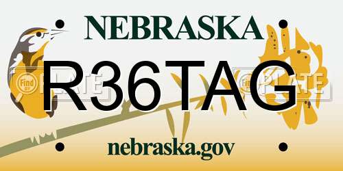 R36TAG Nebraska License Plate