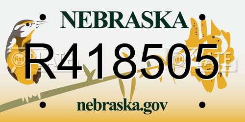 R418505 Nebraska License Plate