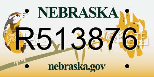 R513876 Nebraska License Plate
