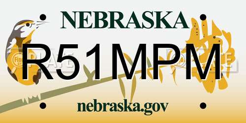R51MPM Nebraska License Plate