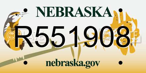 R551908 Nebraska License Plate