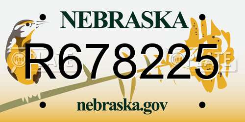 R678225 Nebraska License Plate