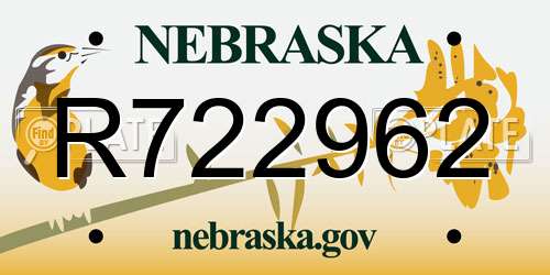 R722962 Nebraska License Plate