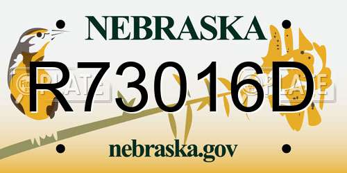 R73016D Nebraska License Plate