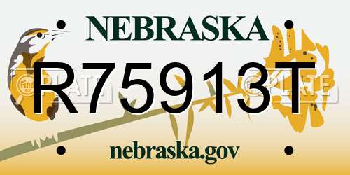 R75913T Nebraska License Plate