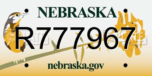 R777967 Nebraska License Plate