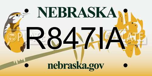 R847IA Nebraska License Plate