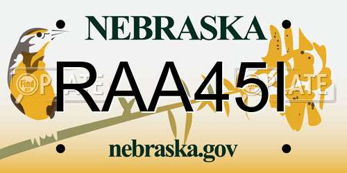 RAA45I Nebraska License Plate