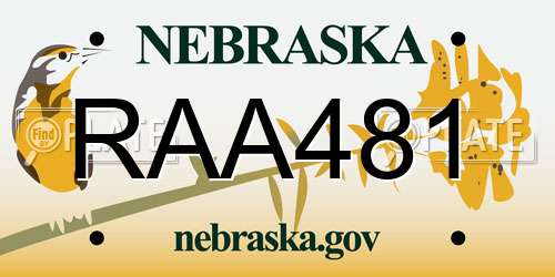 RAA481 Nebraska License Plate