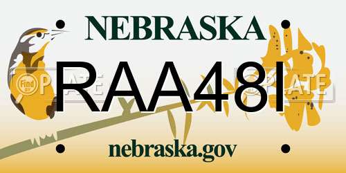 RAA48I Nebraska License Plate