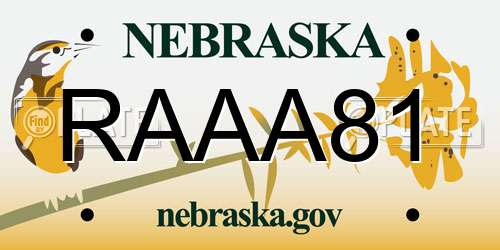 RAAA81 Nebraska License Plate
