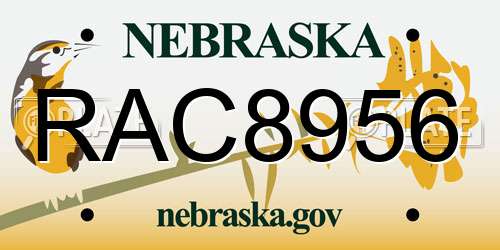 RAC8956 Nebraska License Plate