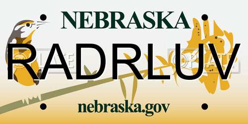 RADRLUV Nebraska License Plate