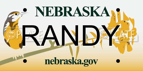 RANDY Nebraska License Plate
