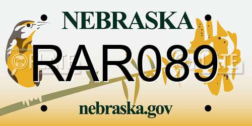 RAR089 Nebraska License Plate