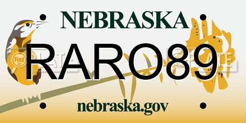 RARO89 Nebraska License Plate