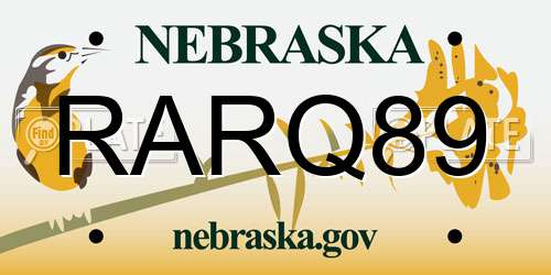 RARQ89 Nebraska License Plate