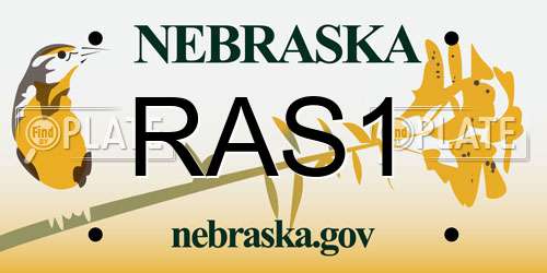 RAS1 Nebraska License Plate