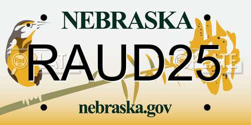 RAUD25 Nebraska License Plate