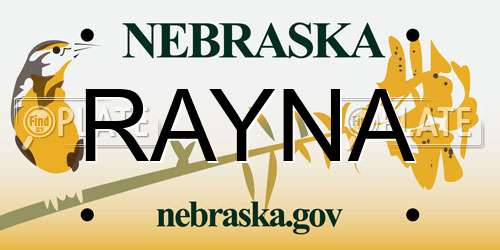 RAYNA Nebraska License Plate