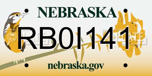 RB0I141 Nebraska License Plate