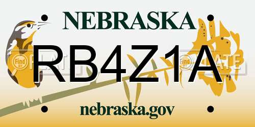 RB4Z1A Nebraska License Plate