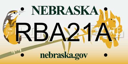 RBA21A Nebraska License Plate