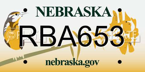RBA653 Nebraska License Plate